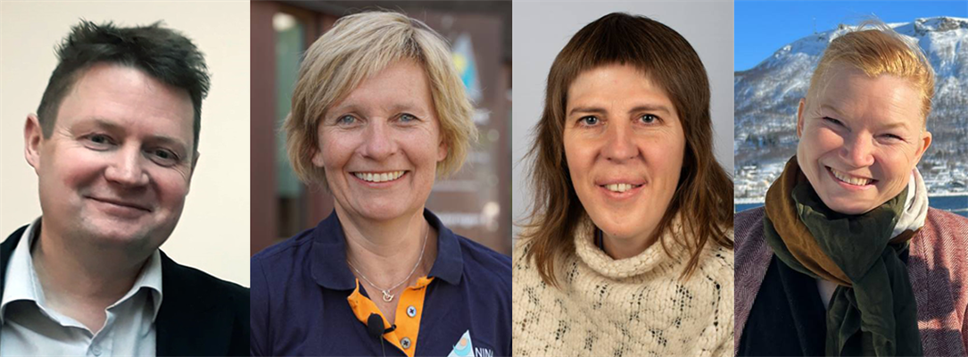 Dette er de nye forskningsdirektørene i NINA. Fra venstre; Christian Steel, Dagmar Hagen, Ingeborg Palm Helland og Elina Halttunen. 